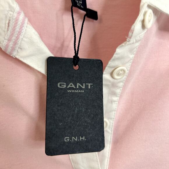 Gant GNH Neat Lightweight Rugger Polo Womens Size Medium Light Pink White NWT - Picture 4 of 6